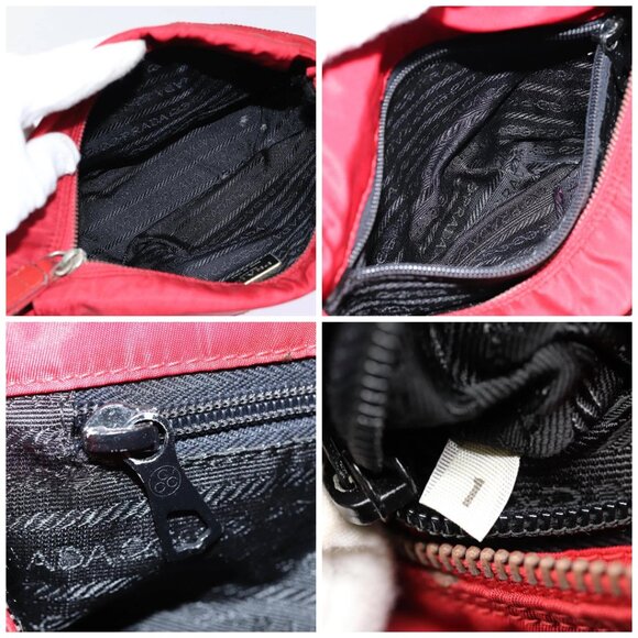 PRADA Pouch Nylon Red Silver Auth - Picture 15 of 16